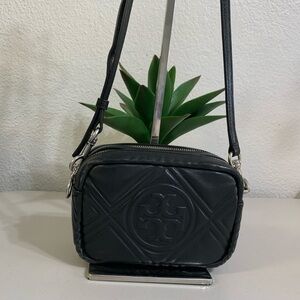 👜💕 TORY BURCH Camera Crossbody Black Leather Bag